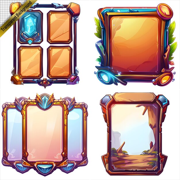 PSD set of colorful frames with different shapes game assets