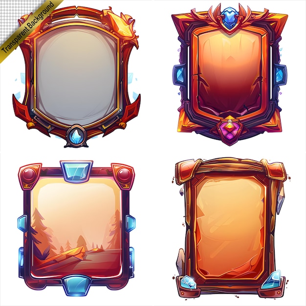 PSD set of colorful frames with different shapes game assets