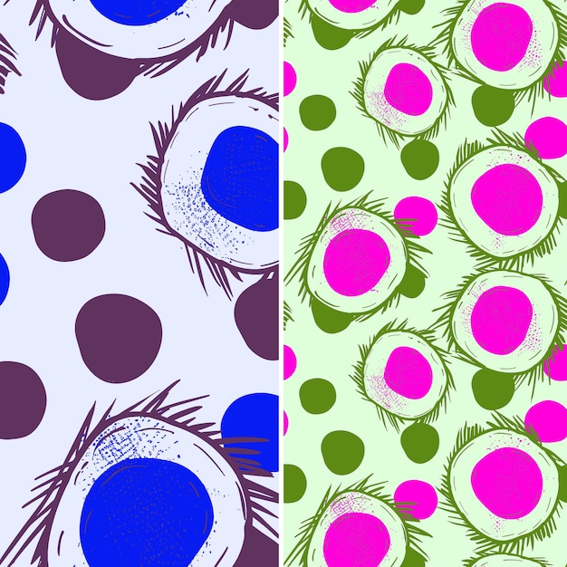 a set of colorful patterns with circles and dots