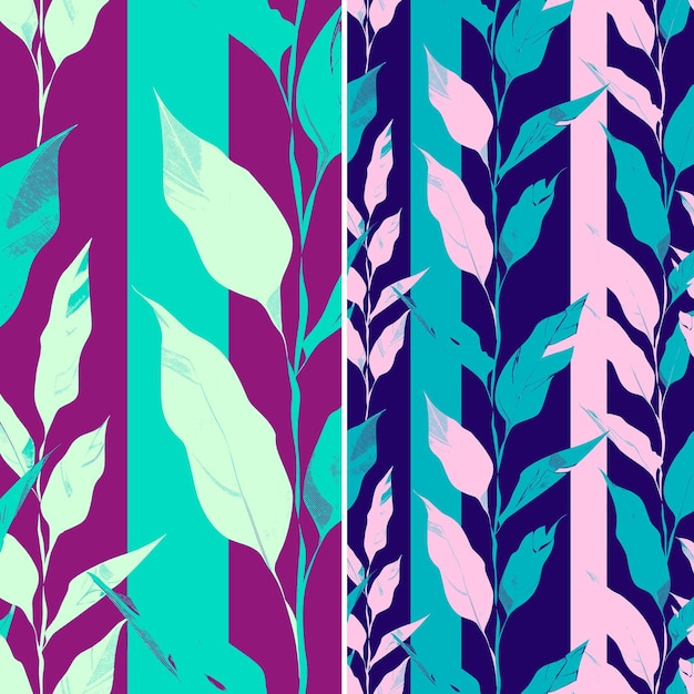 PSD a set of colorful patterns with leaves and branches