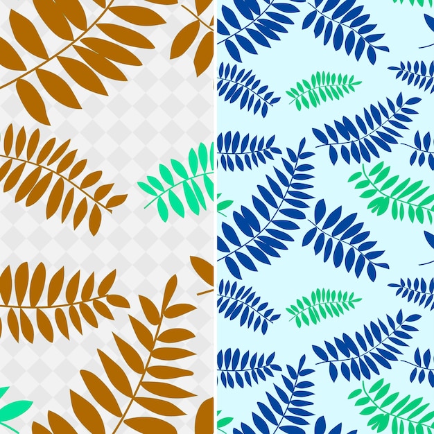 a set of colorful seamless patterns with leaves and branches