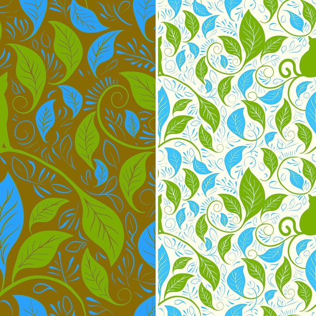 PSD a set of colorful seamless patterns with leaves and flowers