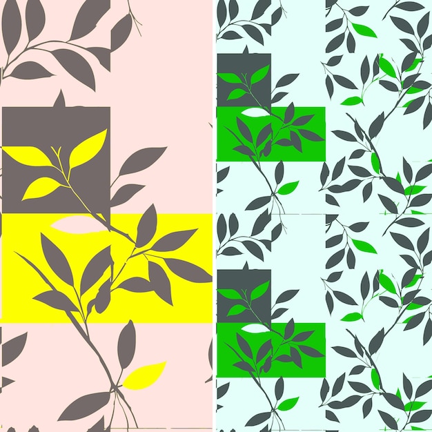 PSD a set of colorful squares with leaves and a green and yellow background