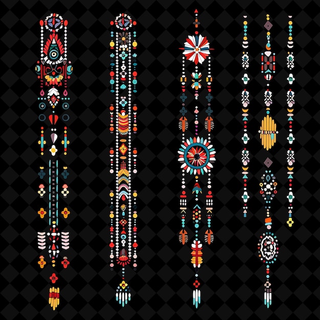 PSD a set of colorful tribal designs