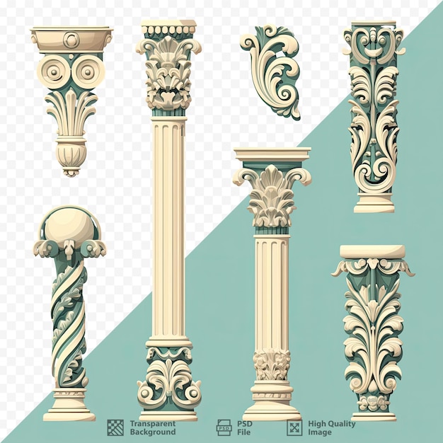 a set of columns with a green background and a blue background.