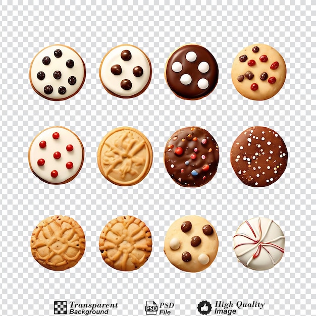 set of cookies isolated on transparent background