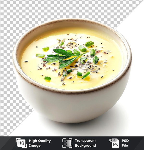 PSD set of cream soup with a bowl transparent background with isolated cream soup