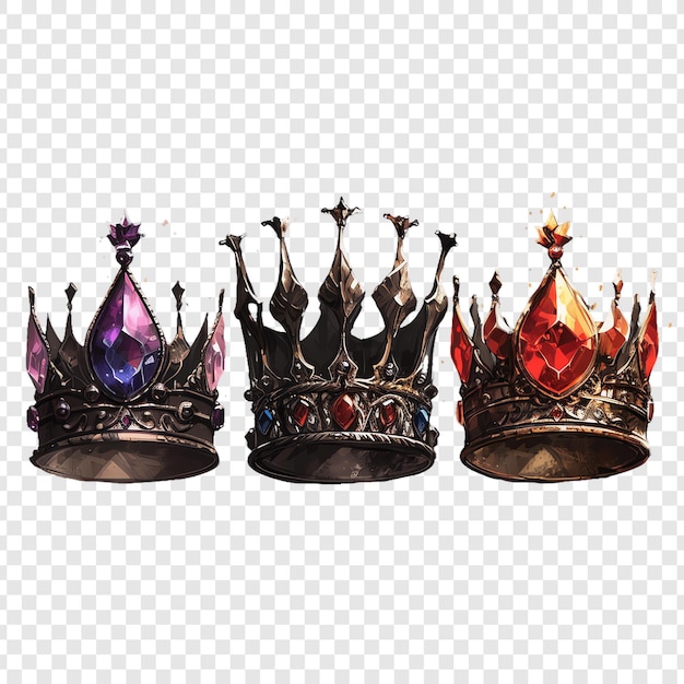 PSD a set of crowns with different colors and the word  princess  on the top