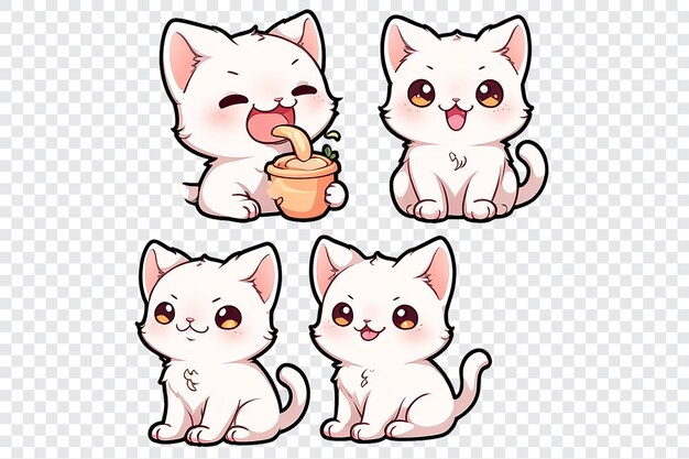 PSD a set of cute cat faces with one of them holding a heart