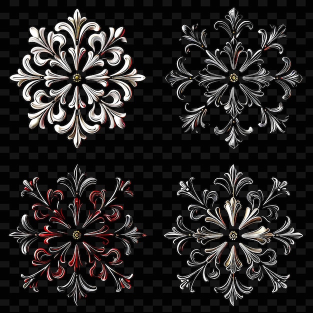 a set of decorative design elements on a black background