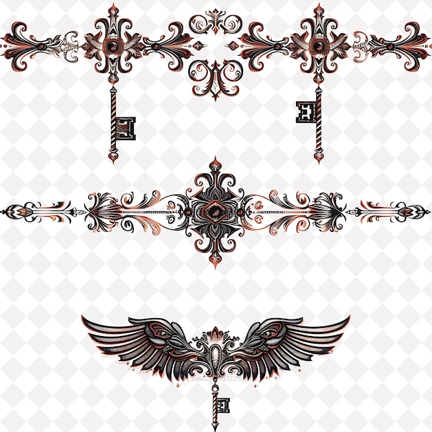 PSD a set of decorative elements for the design of the wings