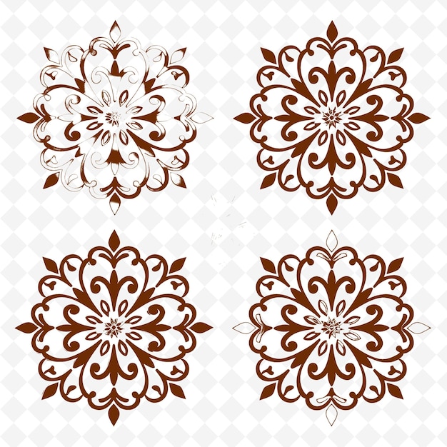 PSD set of decorative elements on a white background