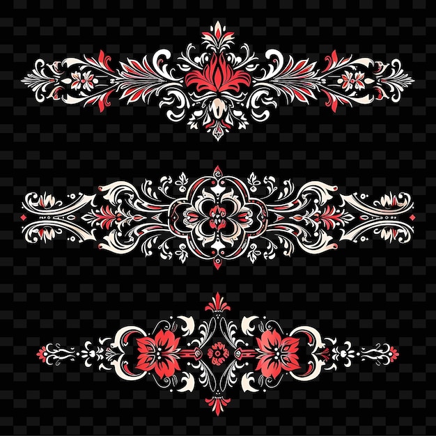 a set of decorative elements with a black background with a black background