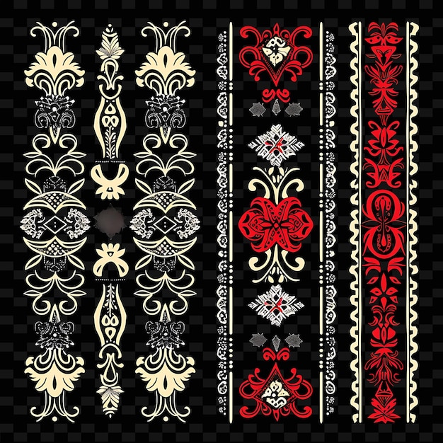 a set of designs with a black background with a red heart