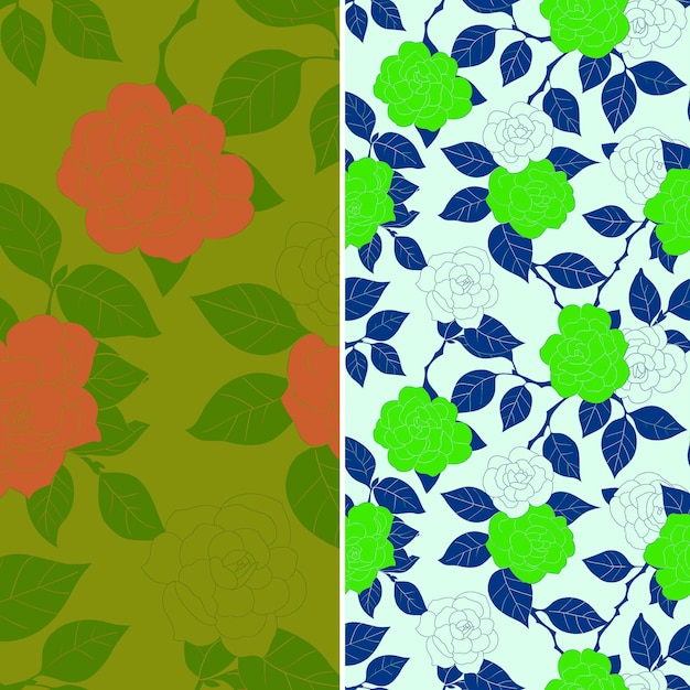 a set of different colored flowers and leaves