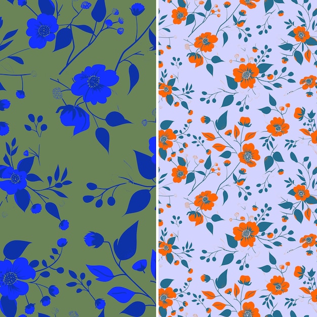 a set of different colored flowers and leaves