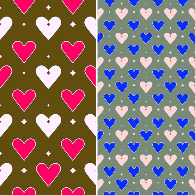 PSD a set of different colored hearts with a green background