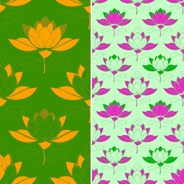 PSD a set of different colors with lotus flowers and leaves