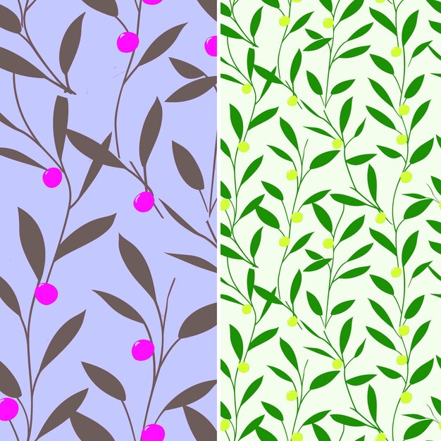 a set of different designs with leaves and fruit