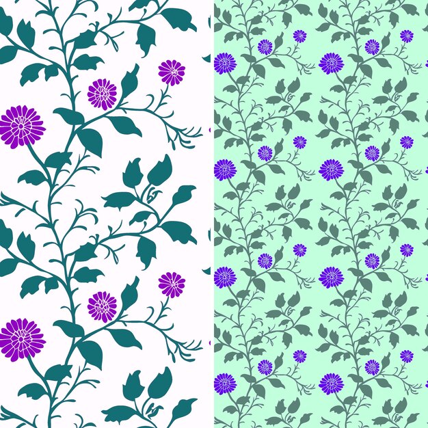 a set of different flowers and leaves