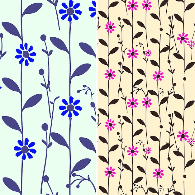 a set of different flowers with purple and blue leaves