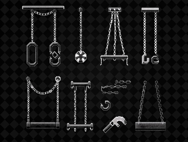 a set of different items including a metal chain a key chain and a chain