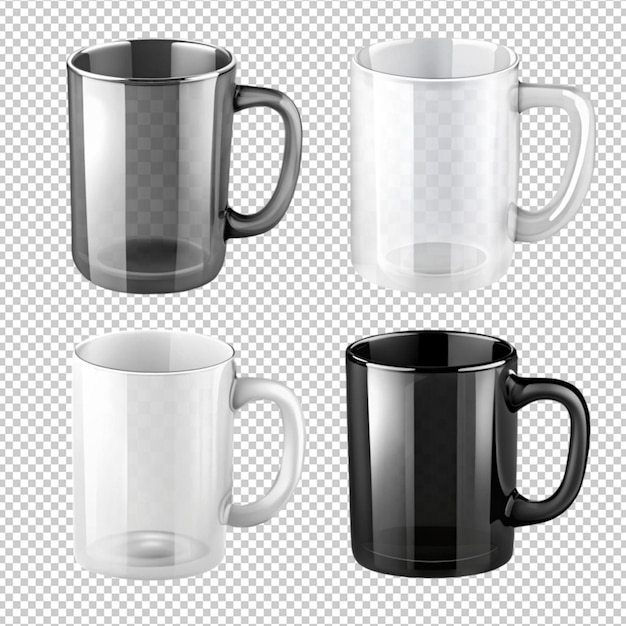 PSD a set of different mugs for different drinks