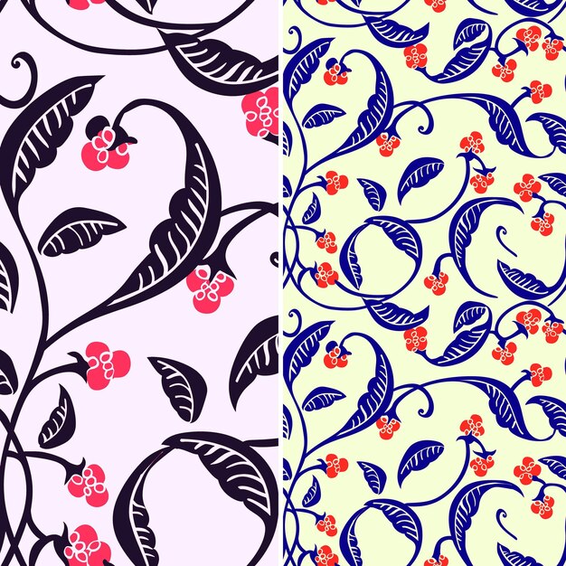 PSD a set of different patterns with birds and flowers