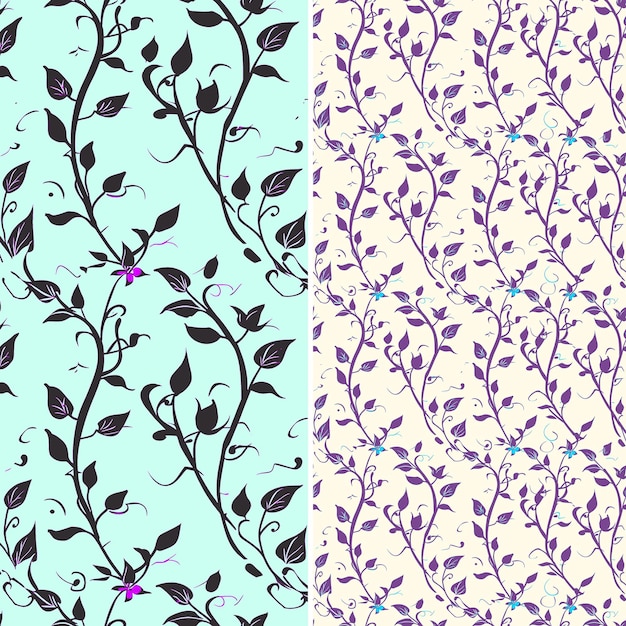 PSD a set of different patterns with different flowers and leaves