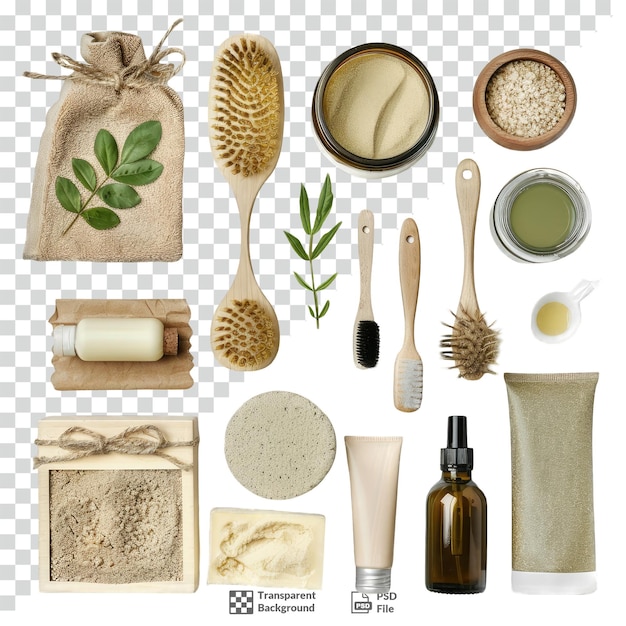 A set of ecofriendly products transparent background