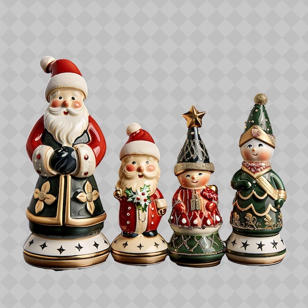 a set of figurines with santa claus on them