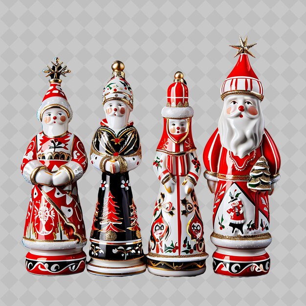 PSD a set of figurines with santa hats on them