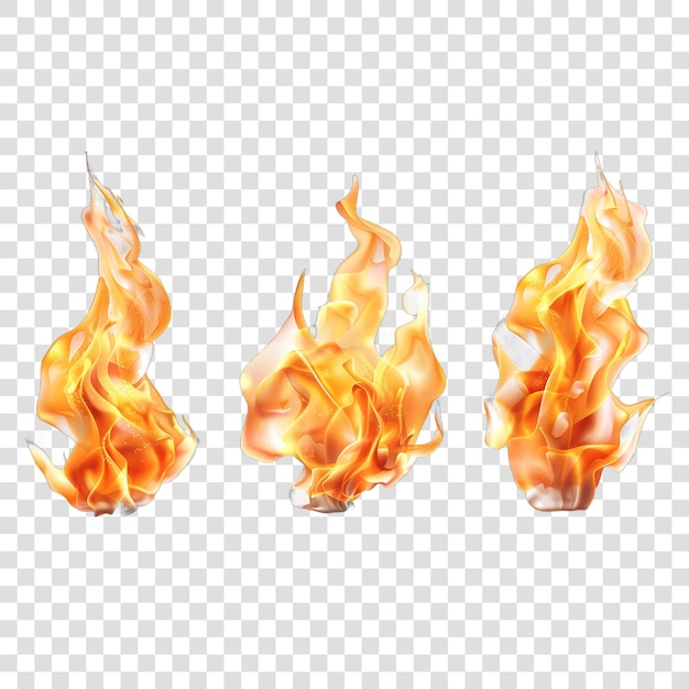 PSD set flame realisticon transparent background