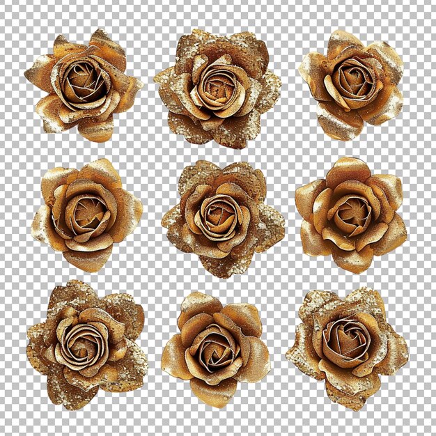 PSD a set of flowers with a white background and a brown ribbon on transparent background png