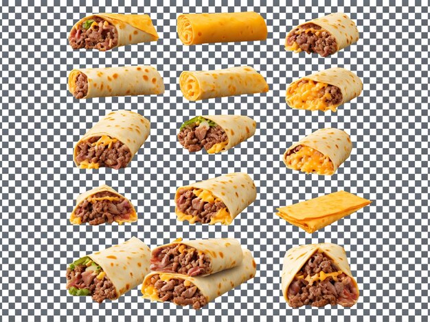 PSD a set of food including meat and cheese and cheese