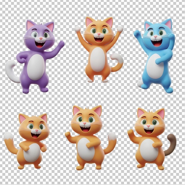 PSD a set of four colorful cartoon animals with one on the bottom