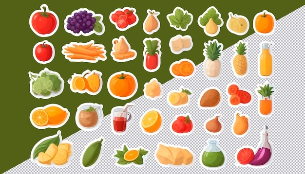 PSD a set of fruits including fruits and vegetables