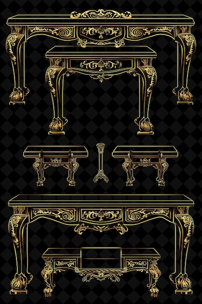 a set of furniture with a gold design and the word quot grand quot on the bottom