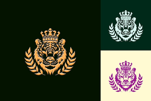 PSD a set of gold and green emblems with the words crown and crown