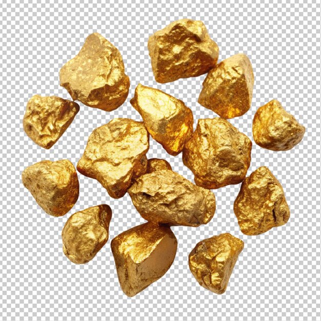 PSD set of gold nugget transparent background