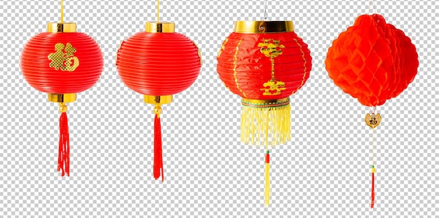 Set of Hanging Chinese Lantern cutout Psd file