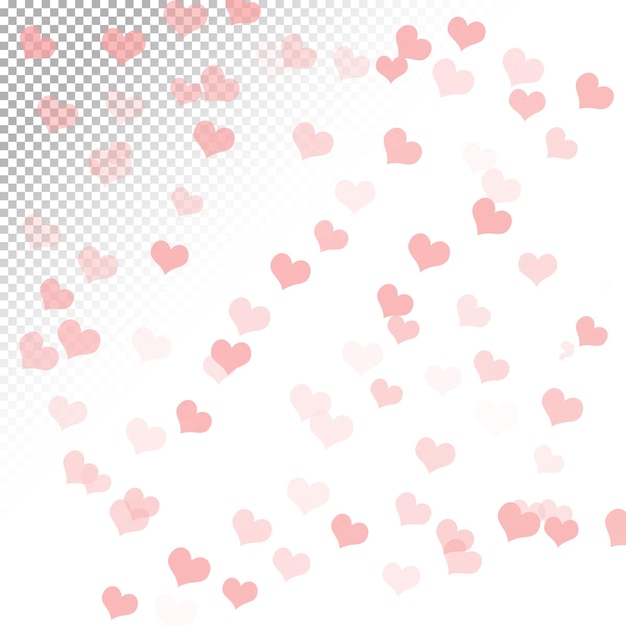 A set of hearts on a transparent background.