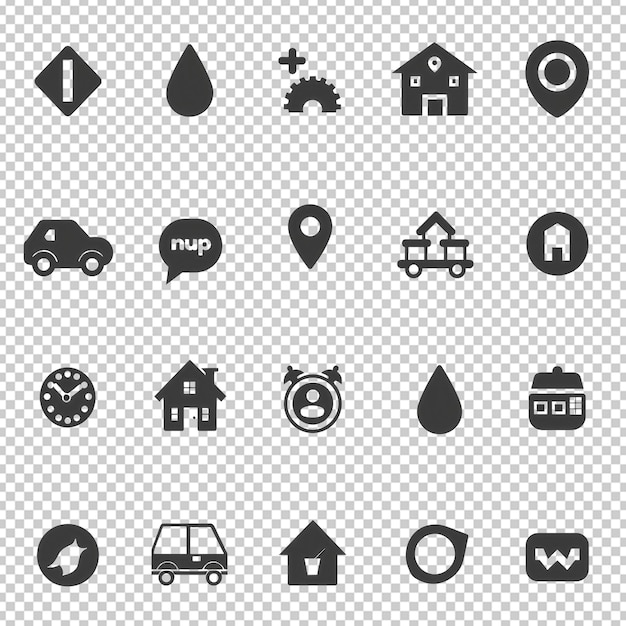 PSD a set of icons including a house a car and a house