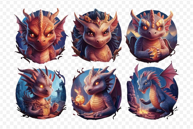 a set of images of a dragon with a dragon on the top