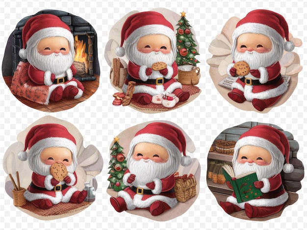 a set of images of santa and christmas cards