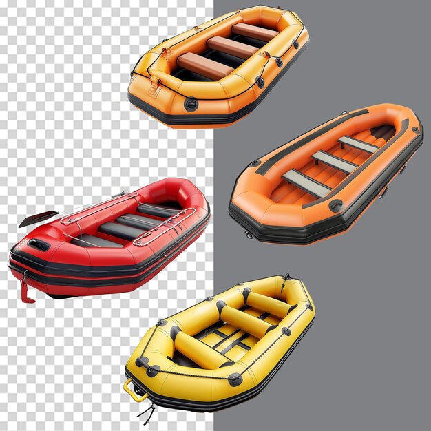 PSD a set of inflatable boat isolated on transparent background