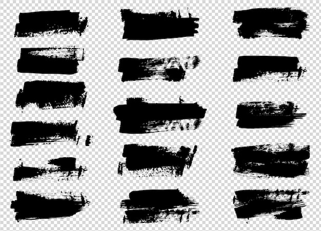 Set of isolated grunge brush strokes