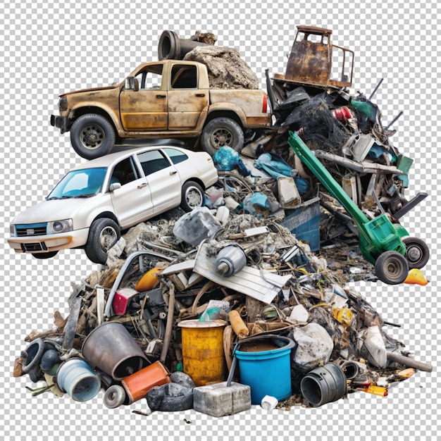 PSD set of junkyard and trash isolated on transparent background