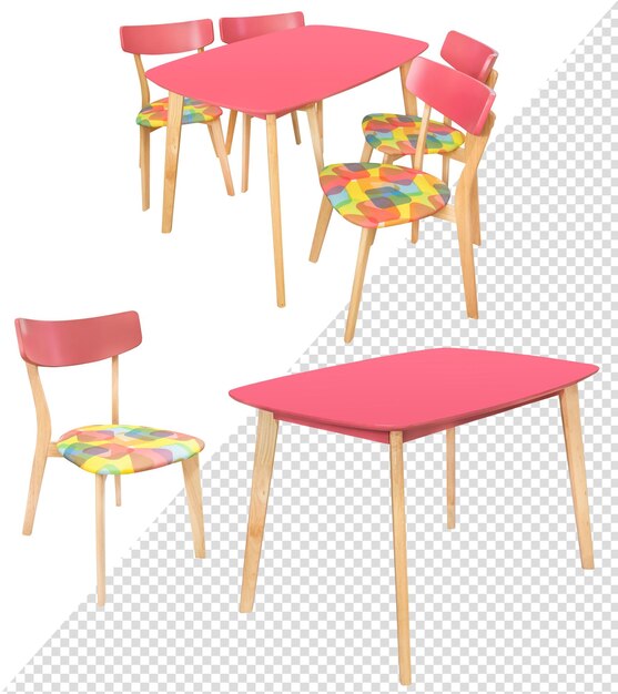 Set of kitchen furniture from a table and chairs. Isolated from the background. Interior element