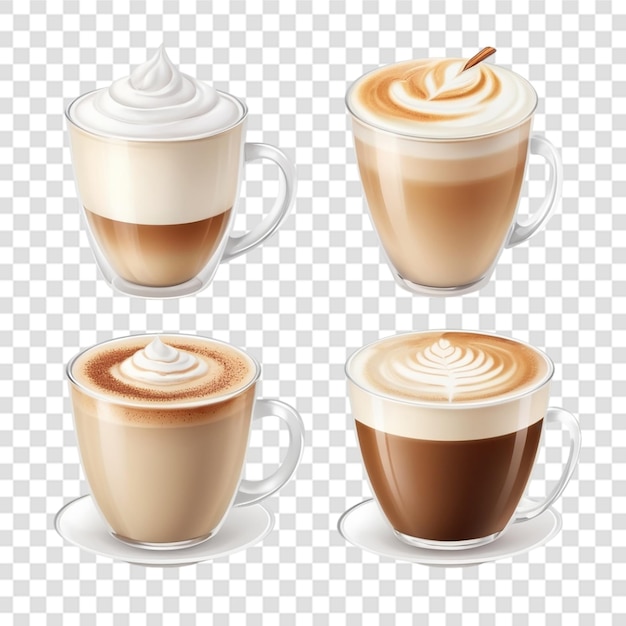 PSD set latte transparent background